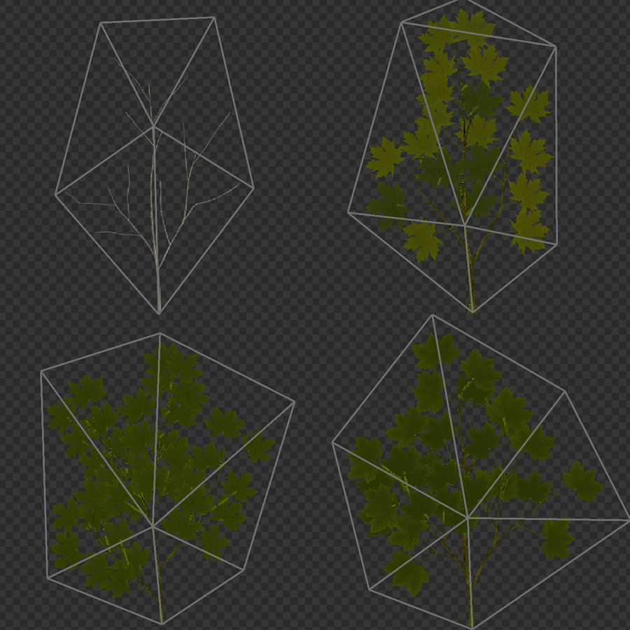 The texture image map for the leaves of the tree in the previous image.