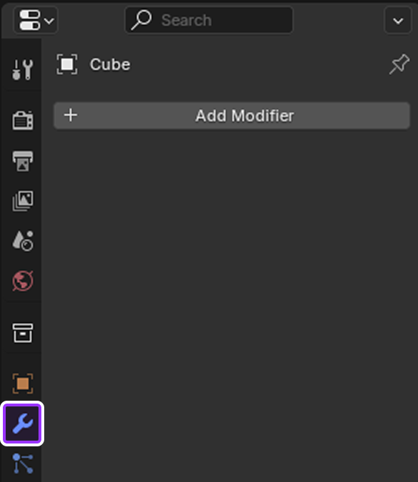 Blender's Properties editor with the Modifiers tab highlighted.