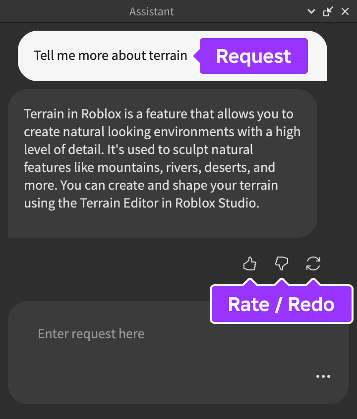 General user interface for Assistant in Studio.