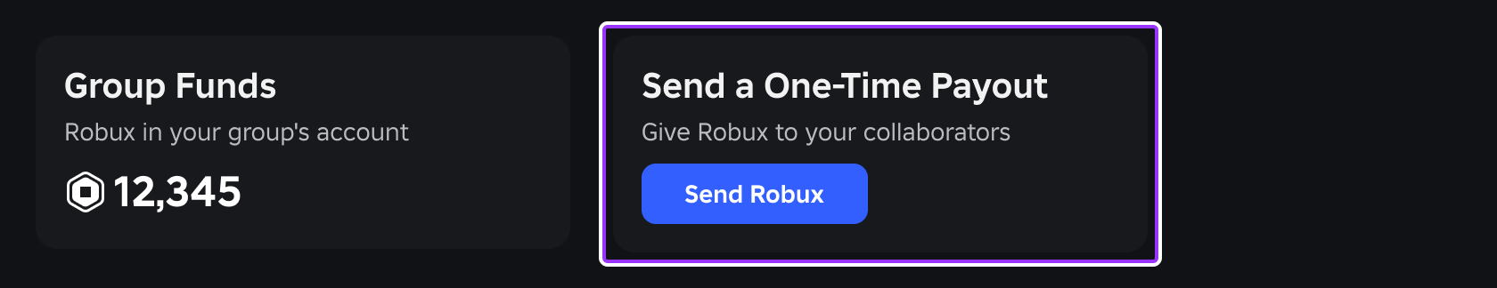 One-time payout button indicated in the Payouts section on the Creator Dashboard.