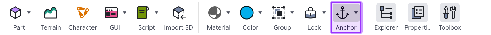 Anchor tool highlighted.