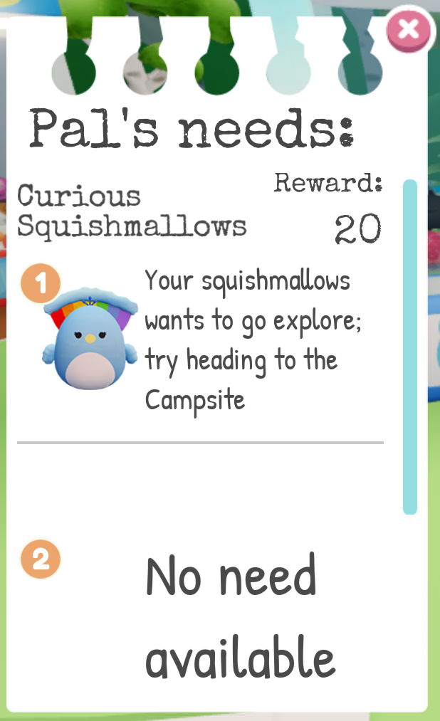 Eine Pop-up-Benutzeroberfläche im Spiel Squishmallows, die den Spielern mitteilt, was sie in einer Quest tun müssen, um eine Belohnung zu erhalten.