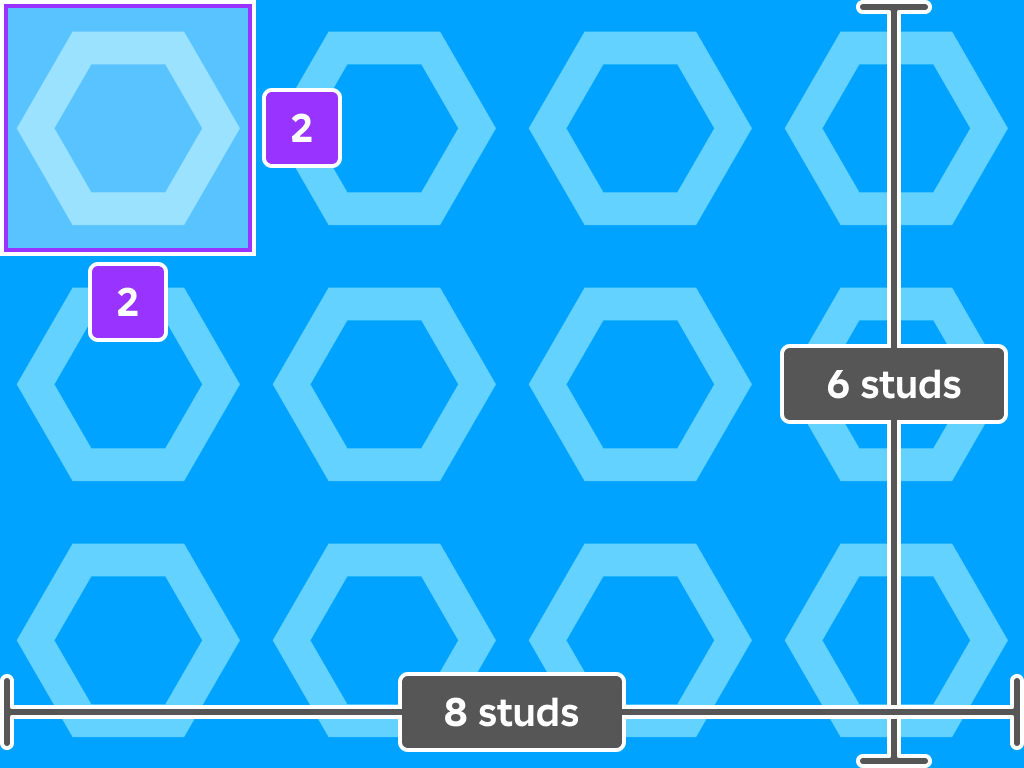 Tekstura na powierzchni 8x6 studów o rozmiarze każdego puzzla 2x2.