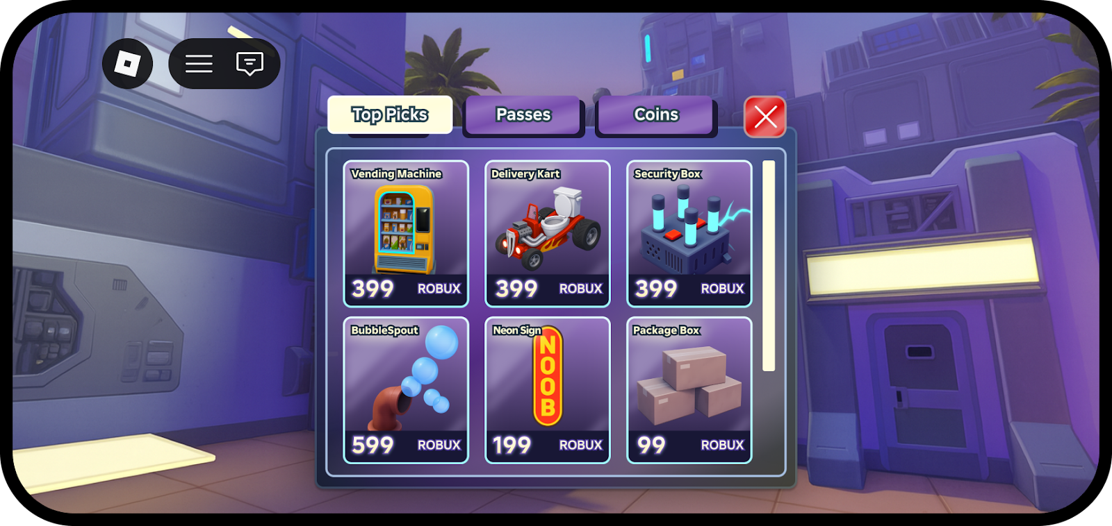 Top Picks tab of an in-game store.