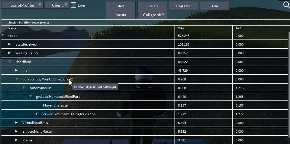 Example callgraph view of a profiling session.