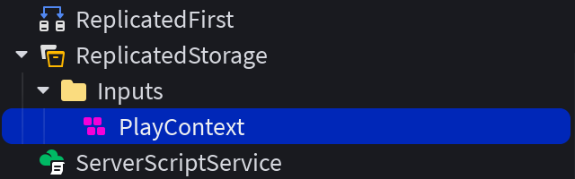 New InputContext instance inside ReplicatedStorage, renamed to PlayContext