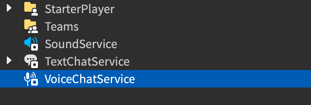 VoiceChatService in Explorer hierarchy