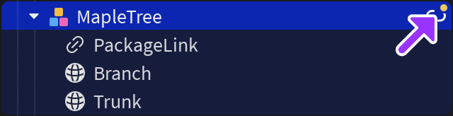 The Explorer window with an icon that identifies unpublished package changes.