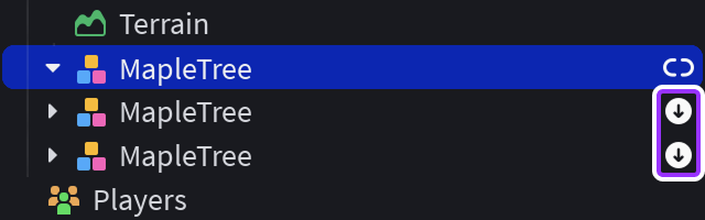 Icons next to packages that have a potential update.