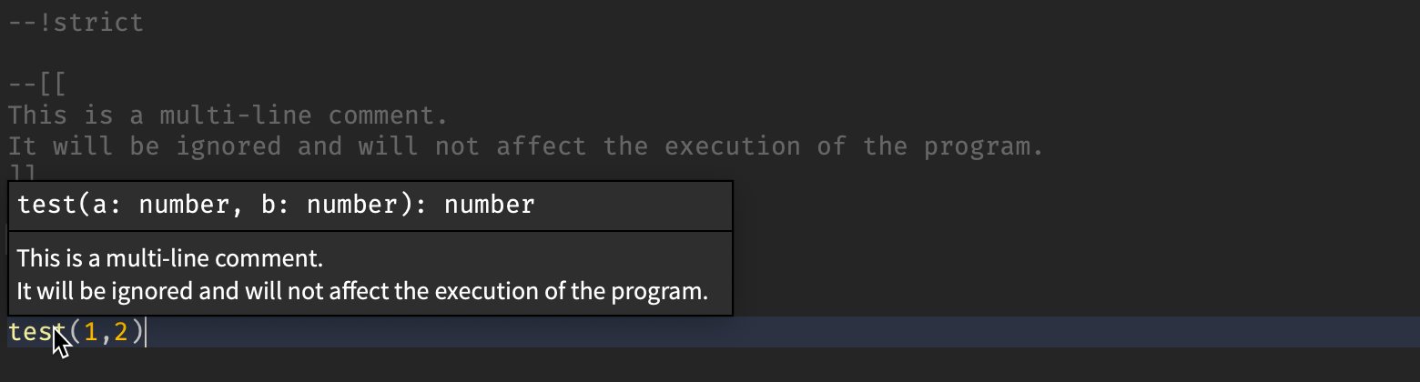 Autocomplete showing custom documentation.