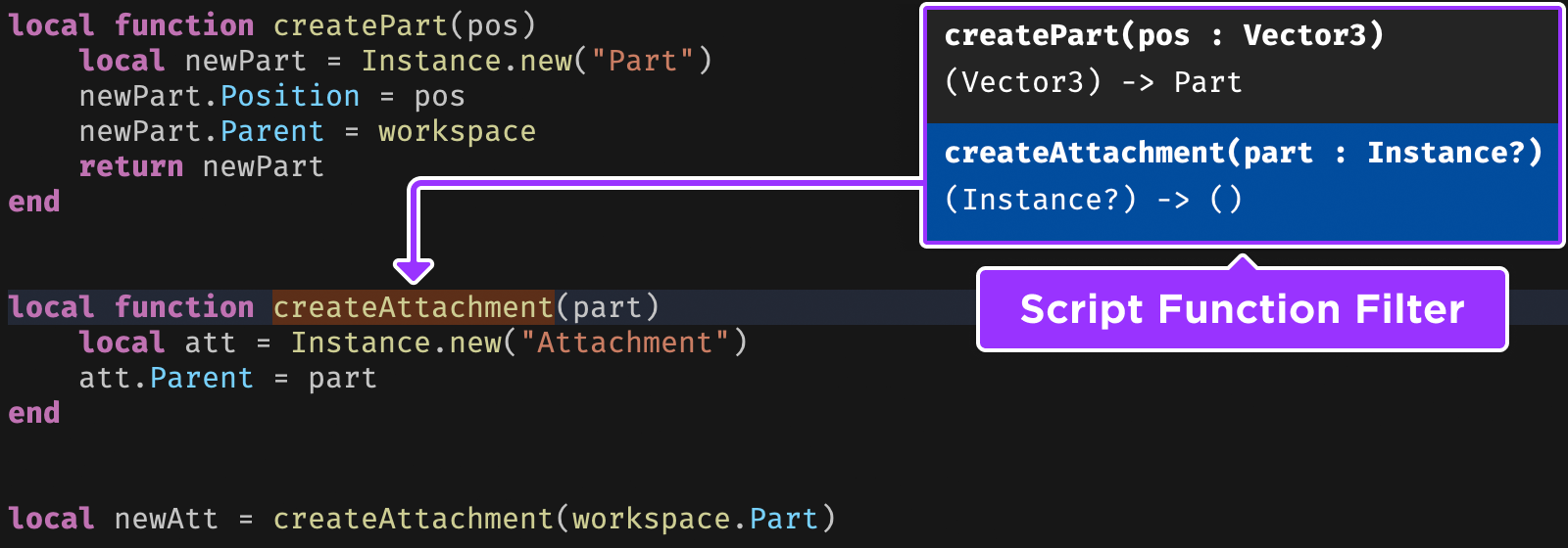 Script Function Filter showing all functions inside a script