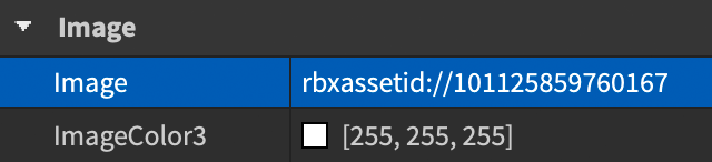 Properties window showing expected values for the Icon label.
